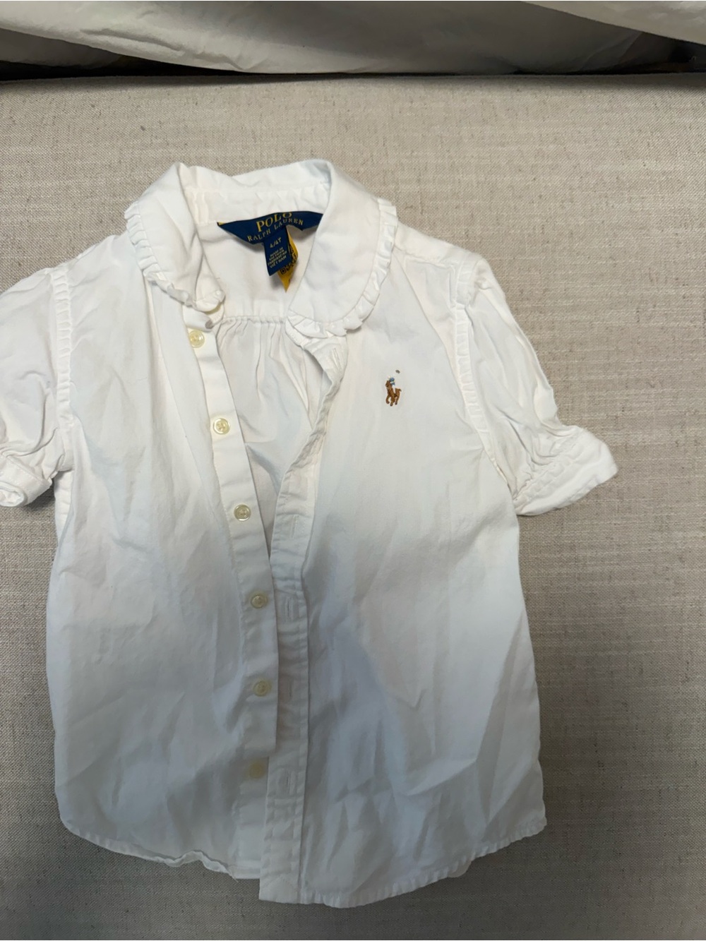 Polo by Ralph Lauren White Ruffled Collar Button-Up Shirt